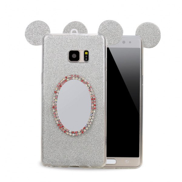 Wholesale Galaxy Note FE / Note Fan Edition / Note 7 Minnie Diamond Star Mirror Case (Silver)